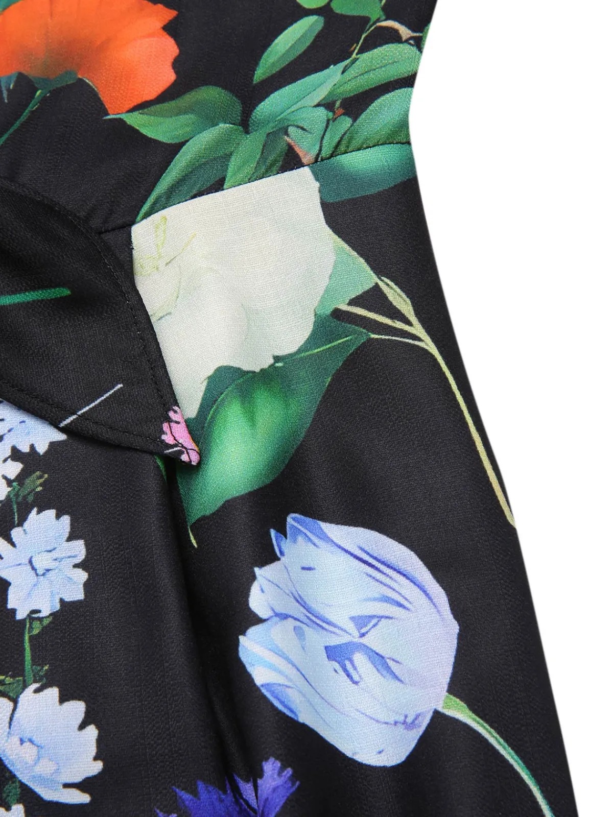 Clearance Retro Stage 1930s Floral V-Neck Halter Jumpsuit Black