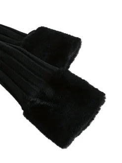 Fashion Retro Stage 1960s Fur Collar Cuffs Coat Black