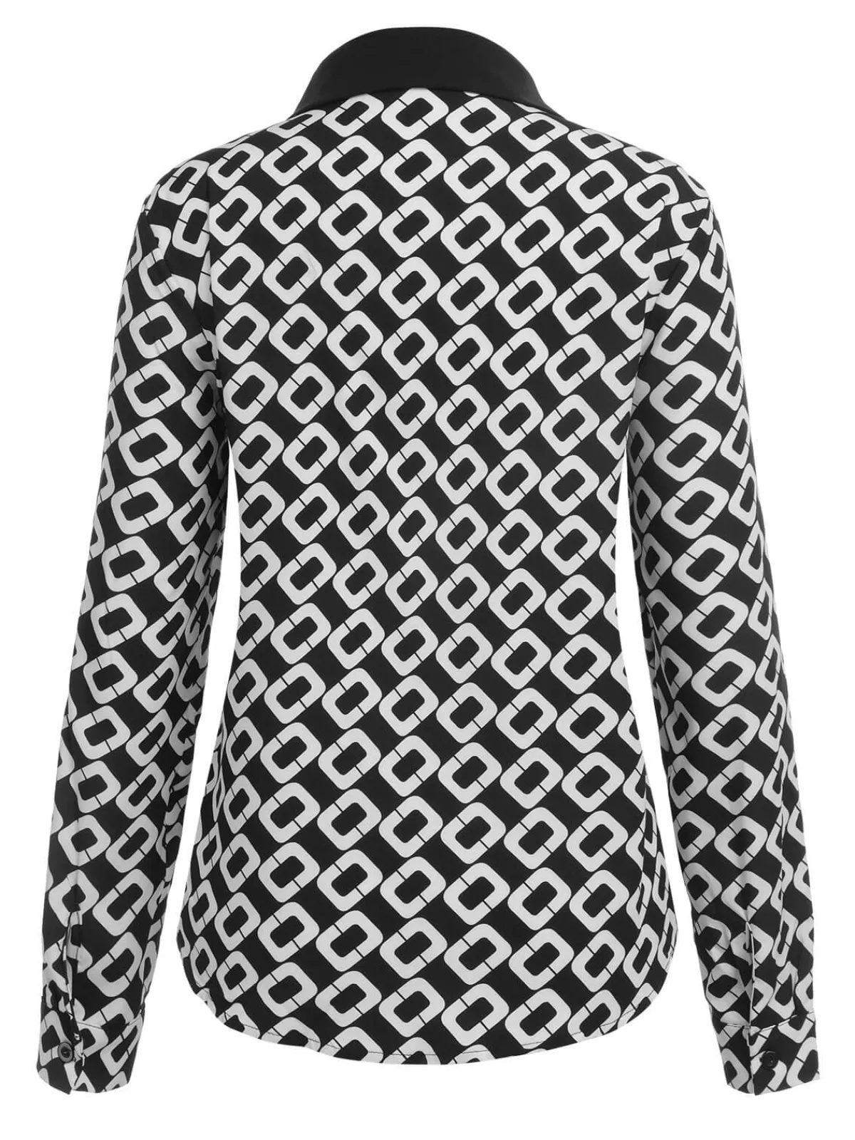 Best Retro Stage 1940s Geometric Patchwork Ribbon Blouse Black