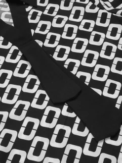 Best Retro Stage 1940s Geometric Patchwork Ribbon Blouse Black