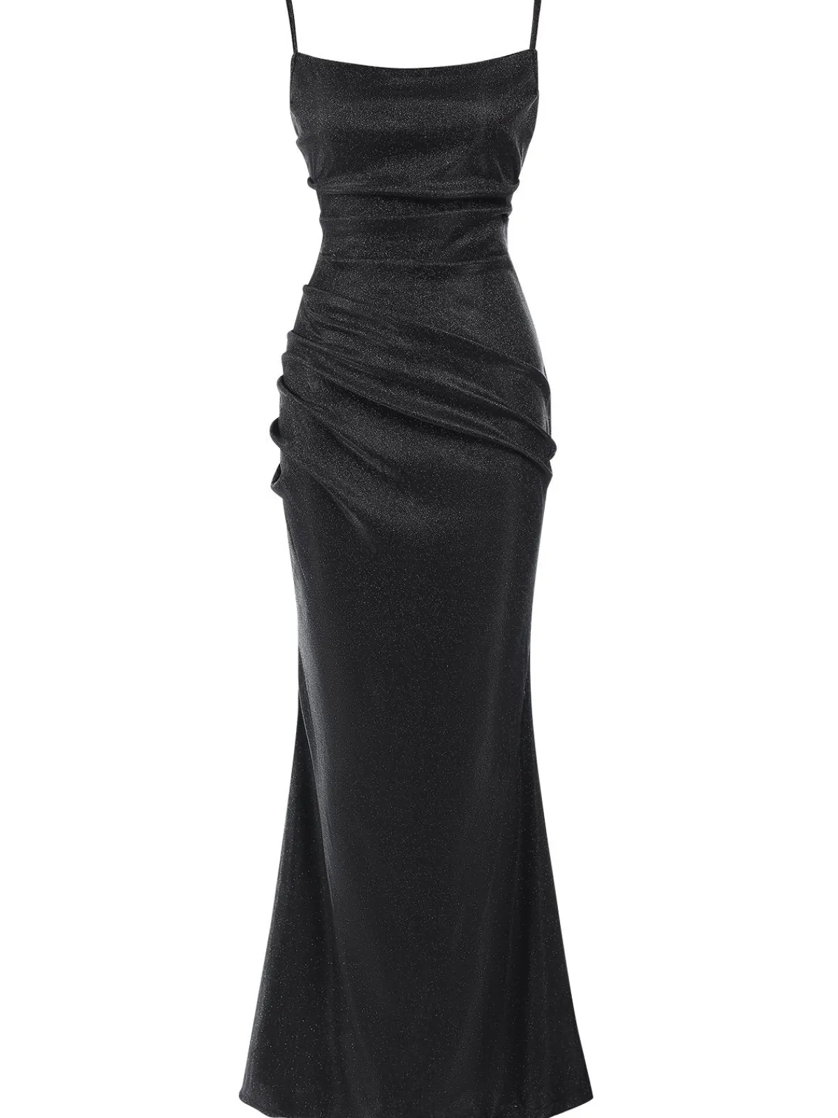 Fashion Retro Stage 1920s Glitter Floor-Length Straps Dress Black