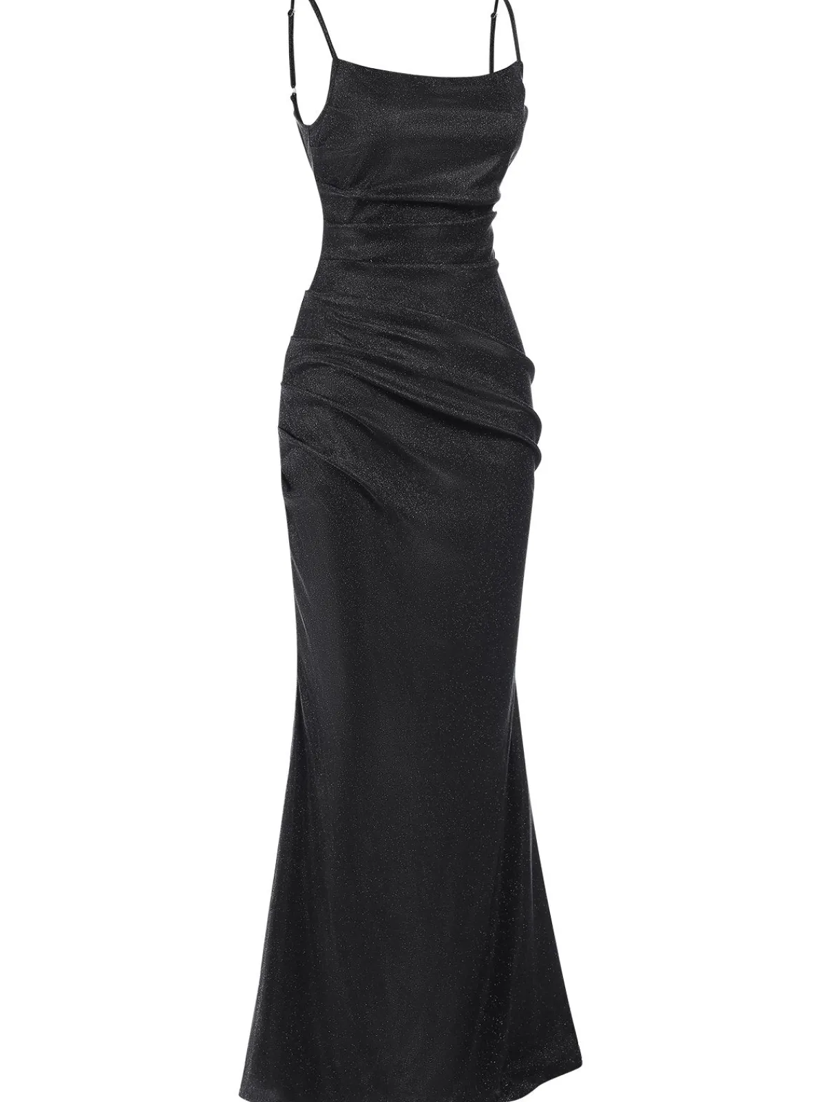 Fashion Retro Stage 1920s Glitter Floor-Length Straps Dress Black