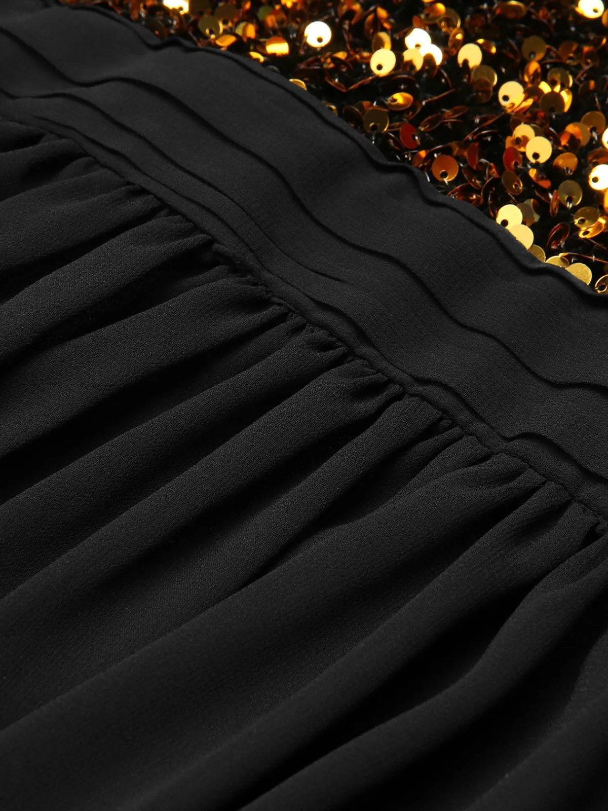 Fashion Retro Stage Black 1950s Gold Glitter Patchwork Dress