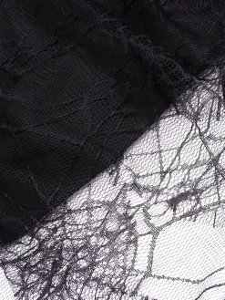 Online Retro Stage 1960s Grommet Halloween Spider Web Lace Skirt Black