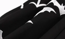 Fashion Retro Stage 1950s Halloween Bat Collar Embroidered Dress Black