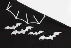 Fashion Retro Stage 1950s Halloween Bat Collar Embroidered Dress Black