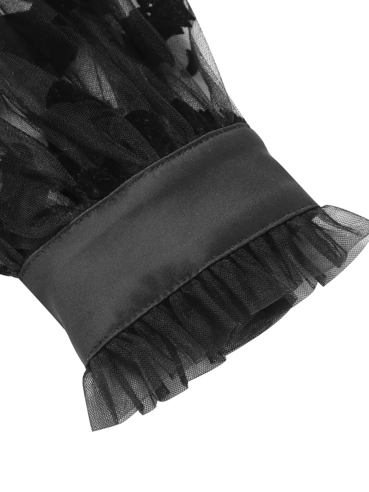 Best Retro Stage 1950s Halloween Bat Mesh Sleeved Dress Black