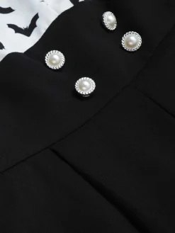Hot Retro Stage 1930s Halloween Bat Patchwork Jumpsuit Black