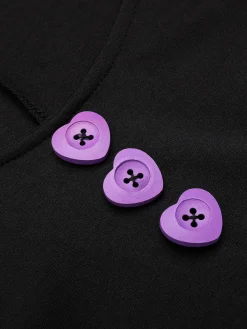 Online Retro Stage Black 1950s Halloween Button Dress