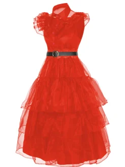 Hot Retro Stage Black 1950s Halloween Lace Belt Dress
