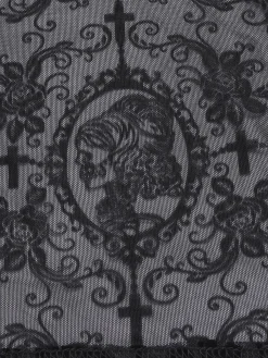 Clearance Retro Stage 1960s Halloween Lace Gothic Buckle Top Black