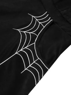 Clearance Retro Stage 1950s Halloween Off-Shoulder Spider Web Dress Black