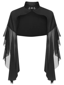 Outlet Retro Stage 1930s Halloween Patchwork Sheer Coat Black