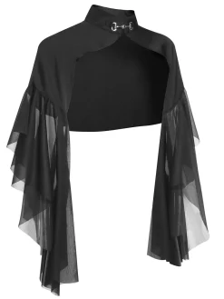 Outlet Retro Stage 1930s Halloween Patchwork Sheer Coat Black