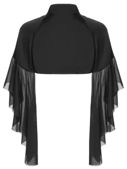 Outlet Retro Stage 1930s Halloween Patchwork Sheer Coat Black