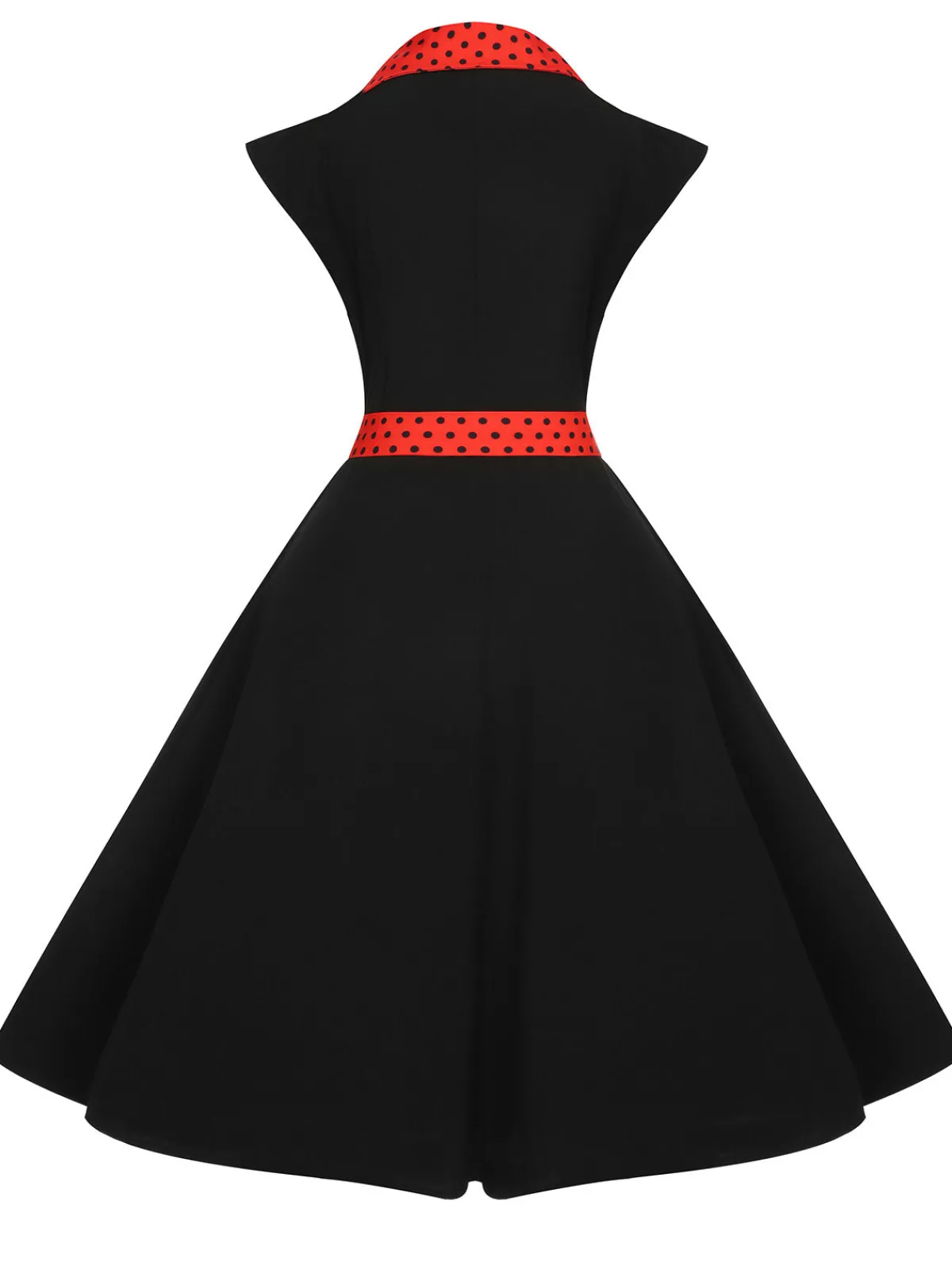 Outlet Retro Stage Black 1950s Halloween Polka Dots Swing Dress Black & Red
