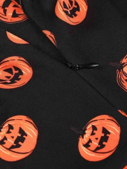 Discount Retro Stage 1950s Halloween Pumpkin Face Romper Black