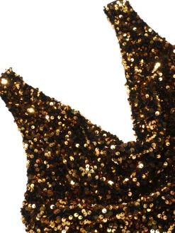 Best Retro Stage Black 1930s Halter Neck Sequined Jumpsuit