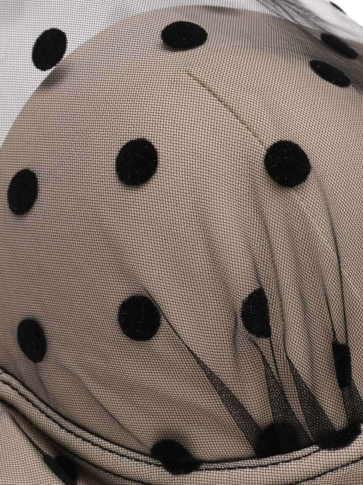 Hot Retro Stage 1950s Halter Polka Dots Mesh Swimsuit Black