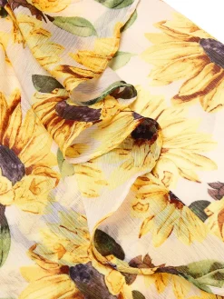 Outlet Retro Stage Black 1960s Halter Sunflower Pencil Dress Yellow