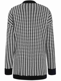 Outlet Retro Stage 1950s Houndstooth Checkerboard Coat Black