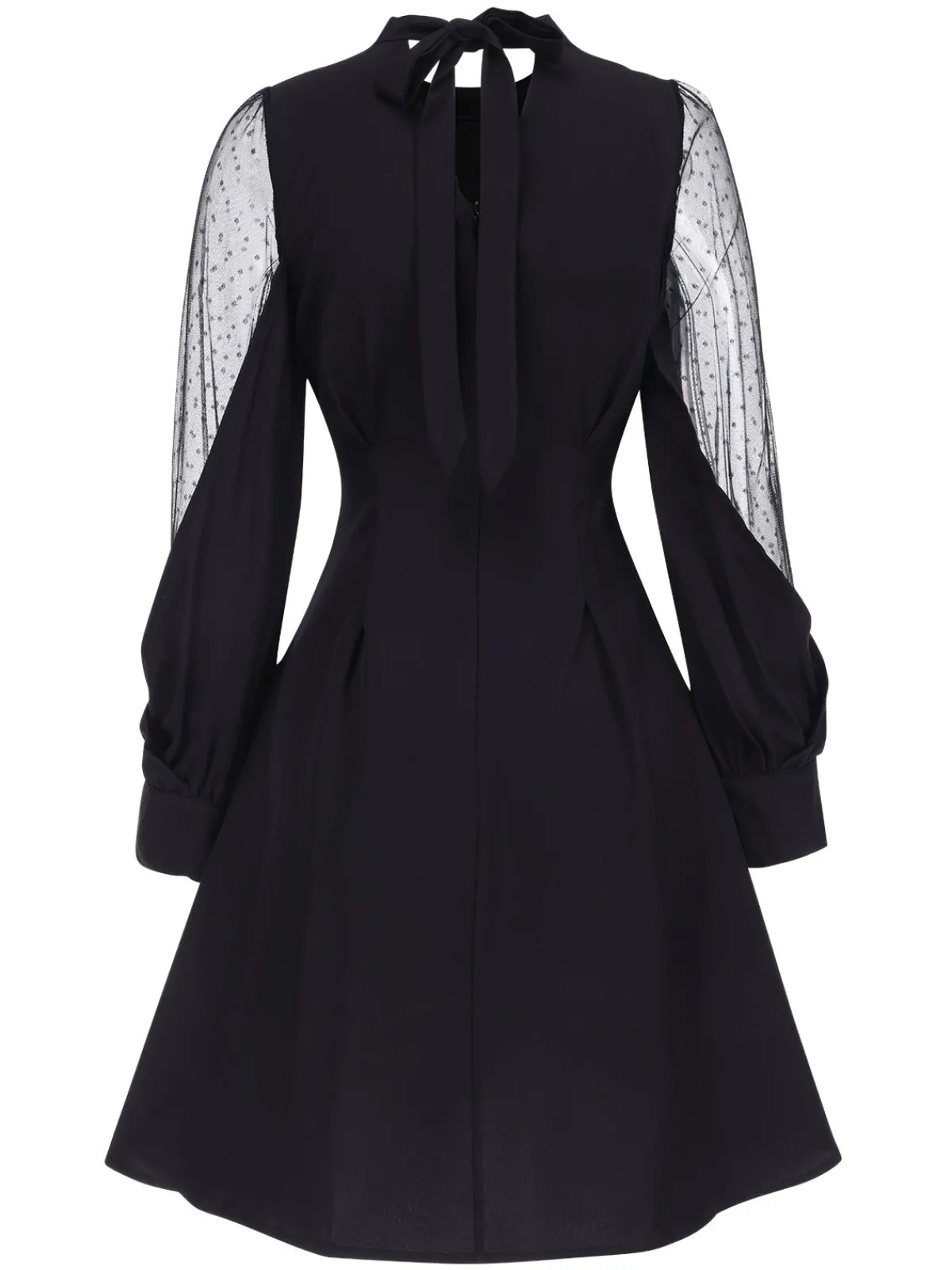 Discount Retro Stage 1950s Illusion Patchwork Sleeves Dress Black
