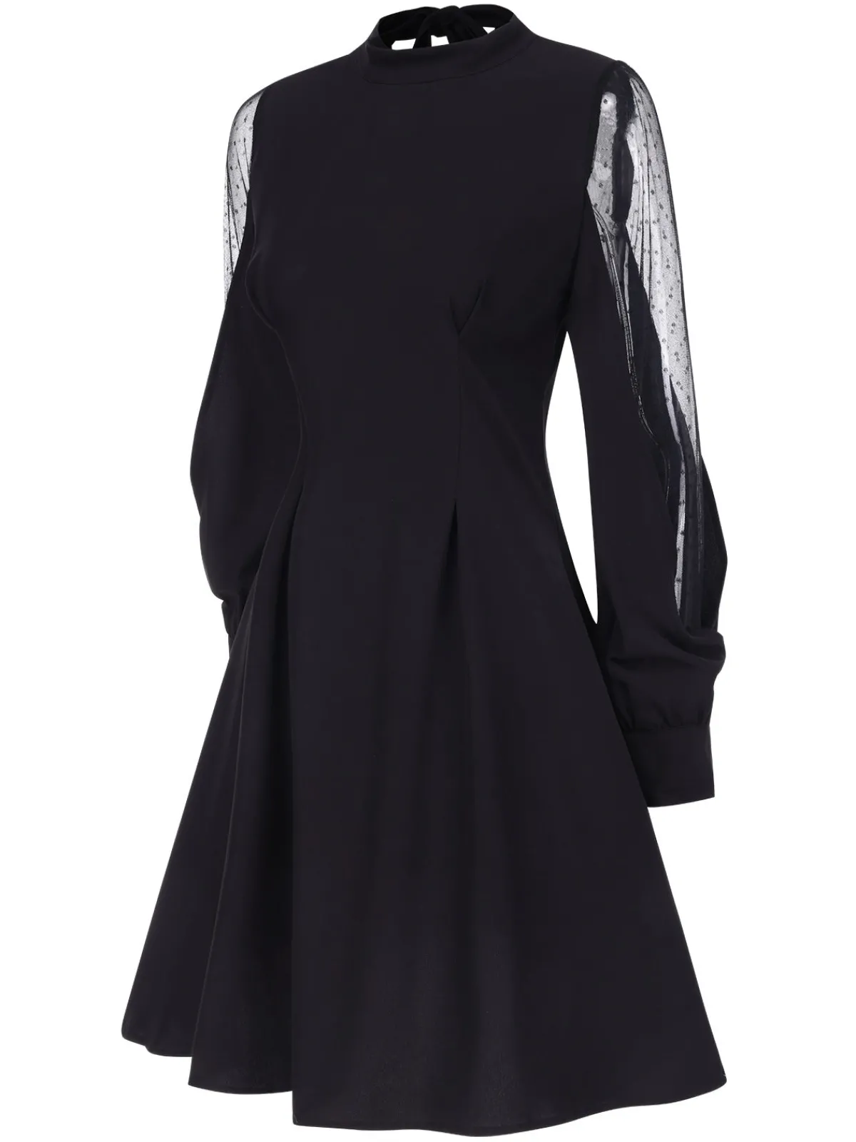 Discount Retro Stage 1950s Illusion Patchwork Sleeves Dress Black