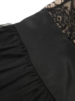 Outlet Retro Stage 1950s Lace Floral Mesh Swing Dress Black