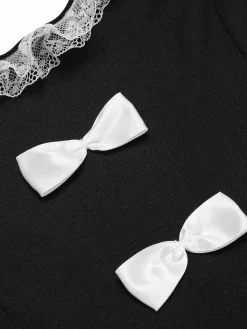 New Retro Stage 1950s Lace Hem Suspender Nightgown Black