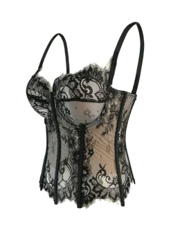 Best Retro Stage Black 1980s Lace Steampunk Herringbone Corset Beige