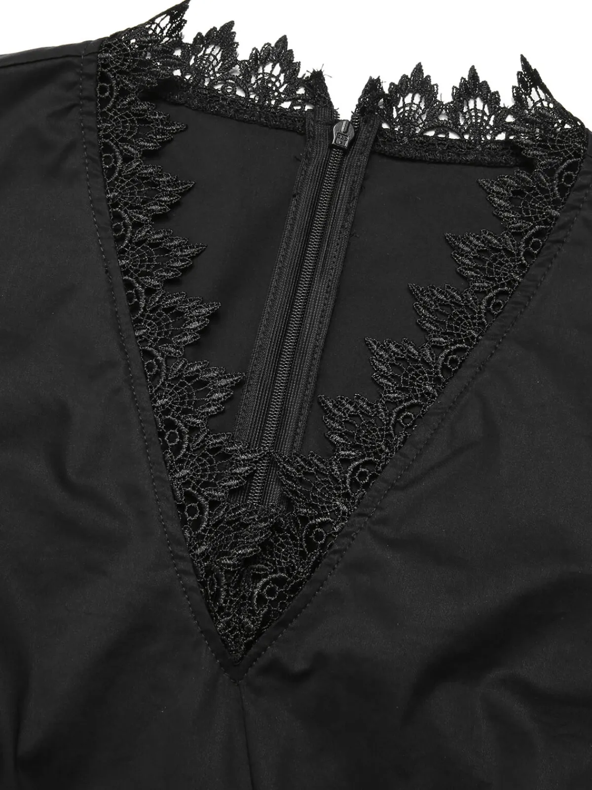 Sale Retro Stage 1960s Lace Trim Neckline Pencil Dress Black