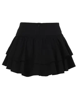 Outlet Retro Stage 1950s Lace-Up Cross Lace Skirt Black