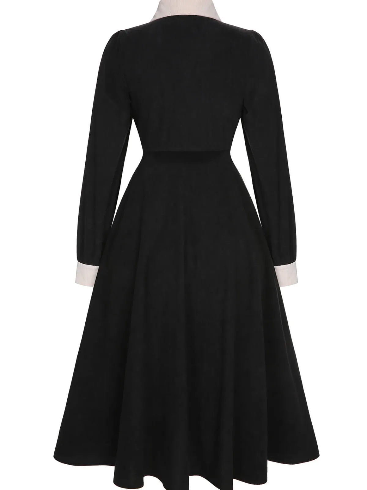 Discount Retro Stage 1950s Lapel Patchwork Button Dress Black