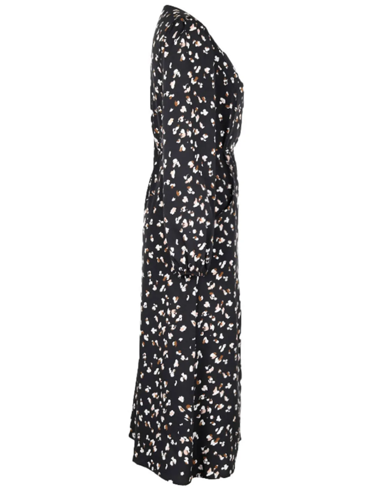 Online Retro Stage 1940s Leopard V-Neck Wrap Dress Black