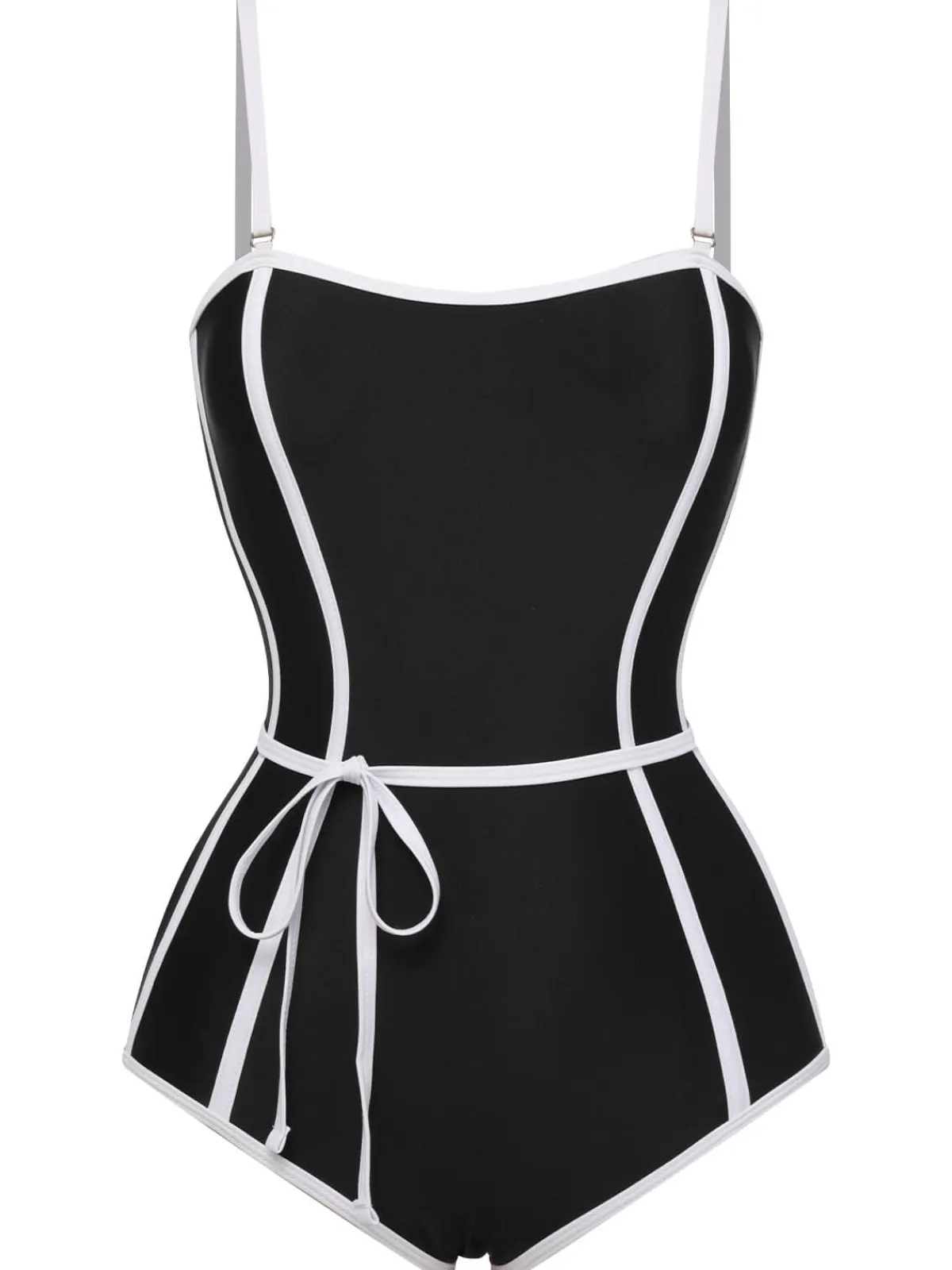 Online Retro Stage Black 1960s Lined Sling One-Piece Swimsuit