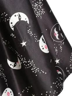 Online Retro Stage 1950s Moon Stars Swing Dress Black