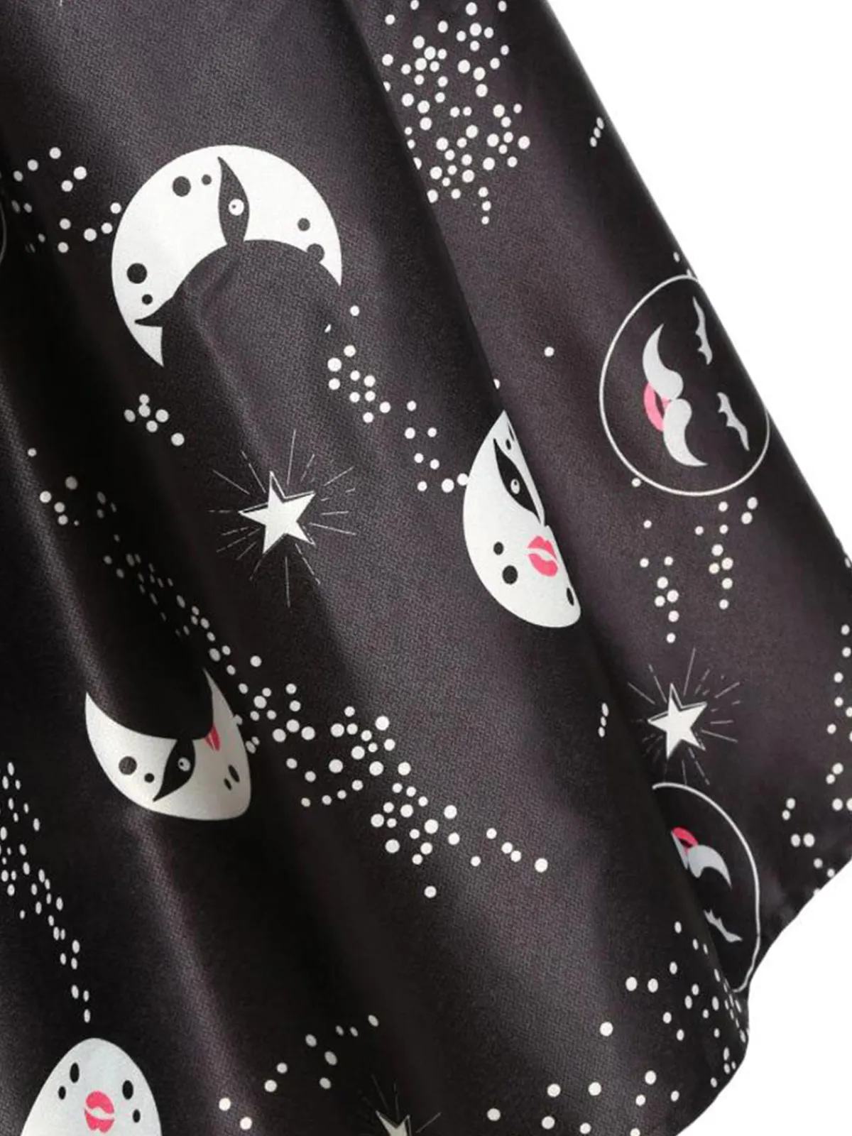 Online Retro Stage 1950s Moon Stars Swing Dress Black