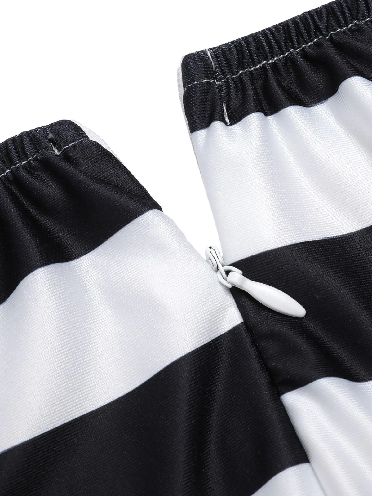 Outlet Retro Stage 1960s Off-Shoulder Stripes Jumpsuit Black