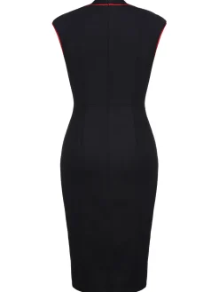 Outlet Retro Stage 1960s Patchwork Bodycon Dress Black
