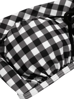 Best Retro Stage 1940s Plaid Halter Swimsuit Black