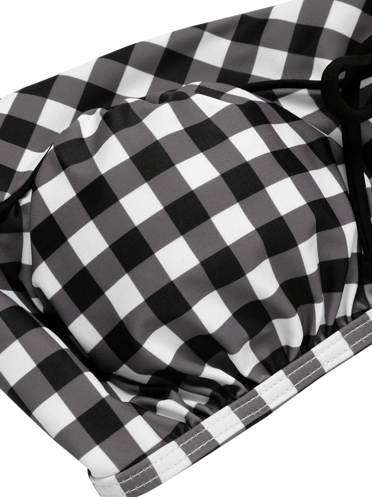 Best Retro Stage 1940s Plaid Halter Swimsuit Black