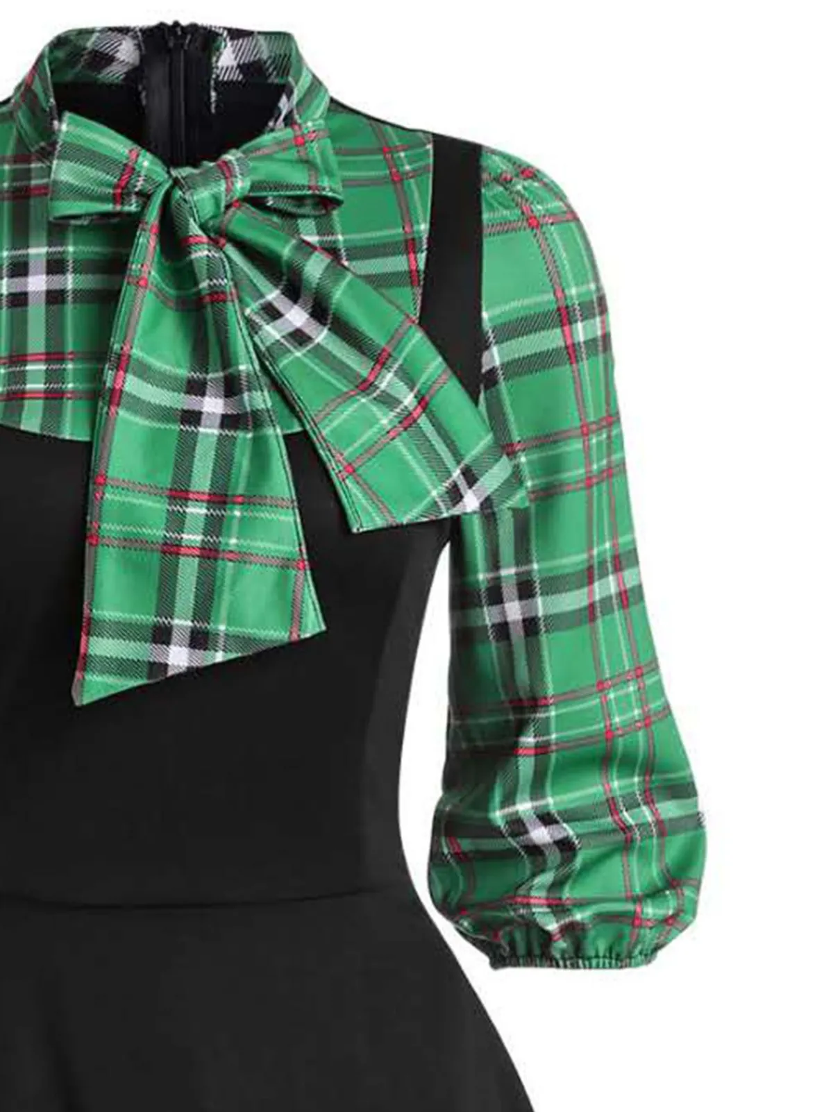Outlet Retro Stage 1950s Plaid Patchwork Swing Dress Black