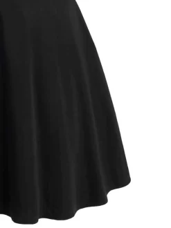 Outlet Retro Stage 1950s Plaid Patchwork Swing Dress Black