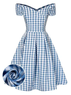 Fashion Retro Stage Black 1950s Plaid Swing Dress