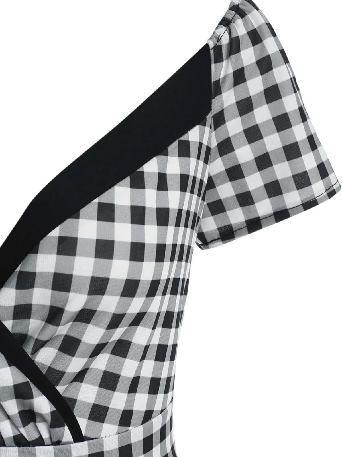 Sale Retro Stage 1950s Plaids Button Swing Dress Black