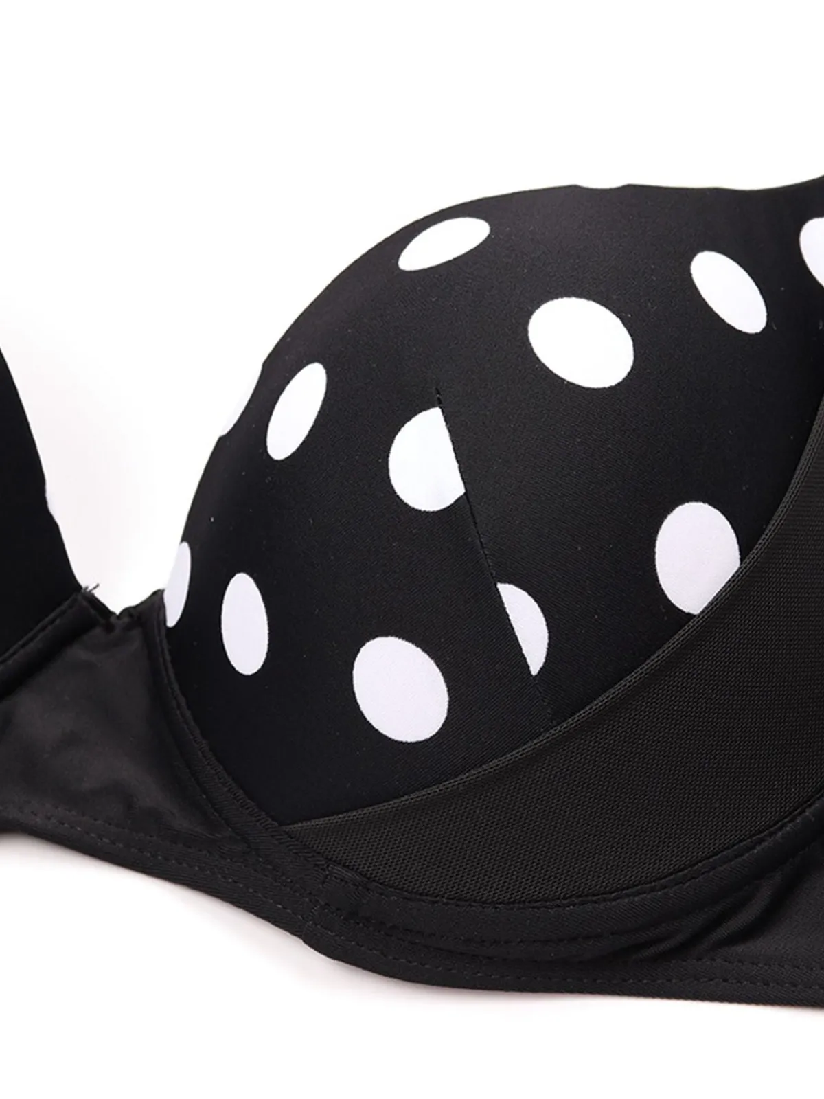Clearance Retro Stage 1960s Polka Dot Bikini Set with Skirt Black
