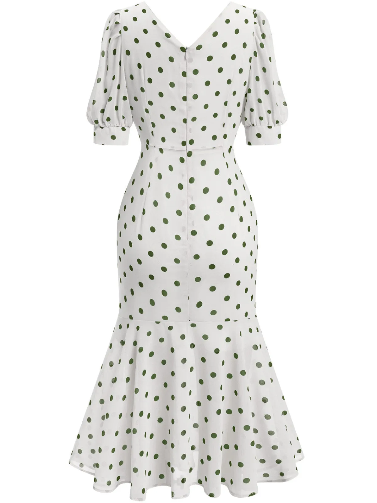 Fashion Retro Stage Black 1930s Polka Dot Mermaid Dress