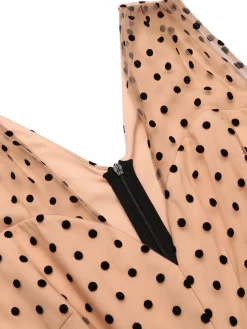 Hot Retro Stage 1930s Polka Dot Patchwork Belt Jumpsuit Black