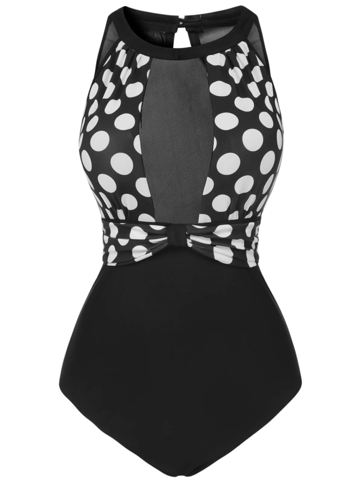 New Retro Stage 1950s Polka Dot Swimsuit Black