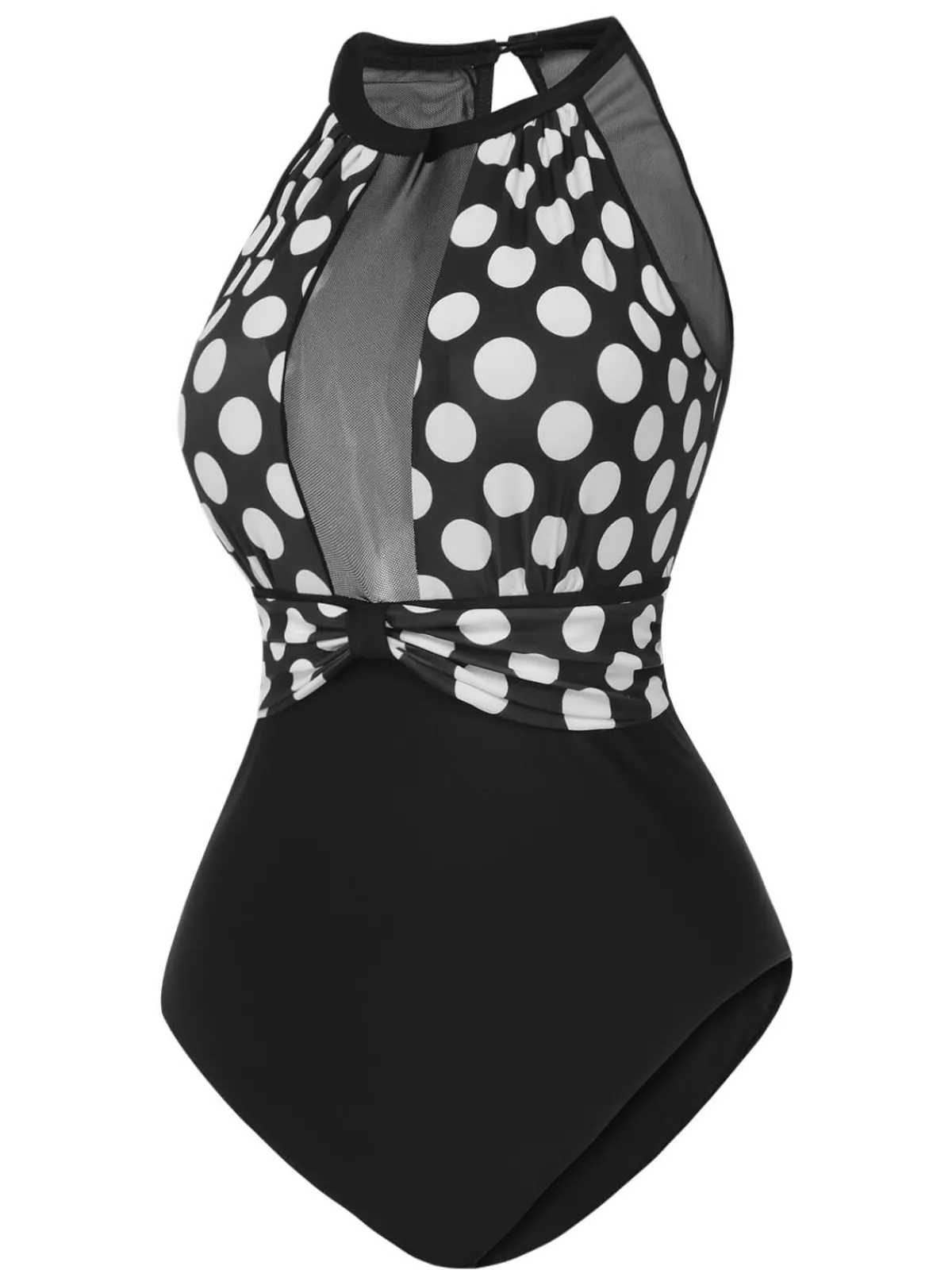 New Retro Stage 1950s Polka Dot Swimsuit Black